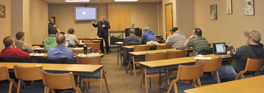 Bishop Phil Whipple spoke briefly to the class as it began on Monday morning, January 21.