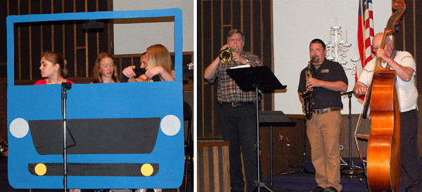 Skits from the youth (left) and music from Noble Bertalon and his band were part of the 60th anniversary celebration.