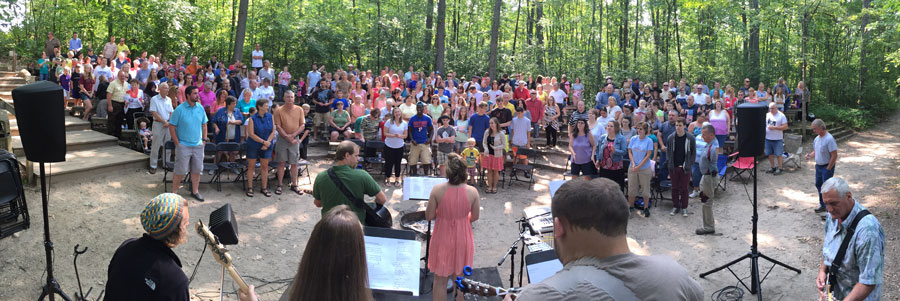 The annual outdoor service at Camp Michindoh.
