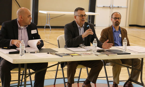 L-r: Bishop Todd Fetters, task force chairperson Luke Fetters, and task force member Mark Vincenti.
