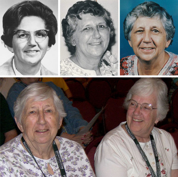 June Brown through the years. Below:June with Eleanore Datema at the 2009 US National Conference in Huron, Ohio.