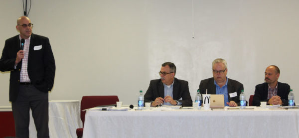 Bishop Todd Fetters (left) and members of the Human Sexuality Task Force ( l-r): Luke Fetters, Anthony Blair, and Mark Vincenti.