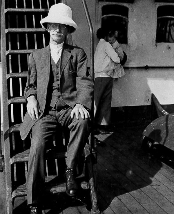 Jacob Howe on board a ship en route to Sierra Leone in 1914.