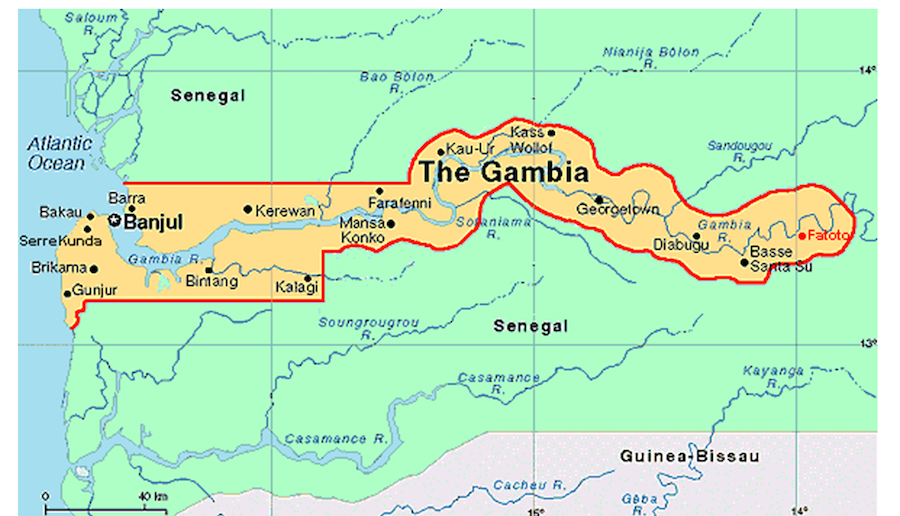 Политическая карта гамбия